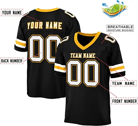 Wholesale Custom Stitched Football Uniforms Men Sublimated Patches Rugby Shirts Custom Embroidered American Football Wear