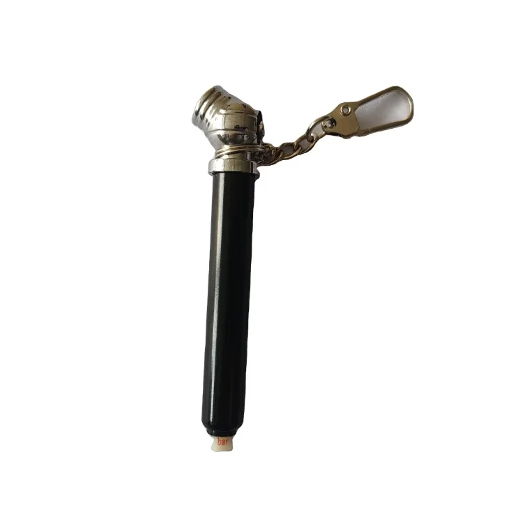 Черный мини-шинный манометр 10-50PSI карандашный для продвижения 4-сторонний инструмент индикатора шин алюминиевый анодированный с цепью