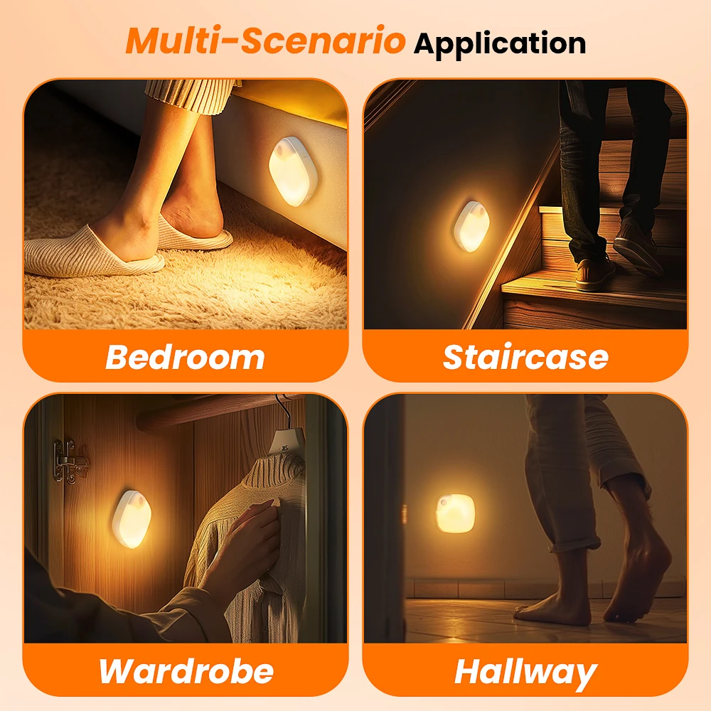 Wireless Motion Sensor Led Night Lights Magnetic Bedside Bedroom Children Staircase Lights with Human Body Motion Induction