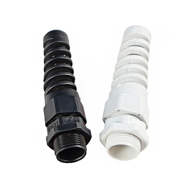 High quality IP68 waterproof M18-R plastic long thread spiral nylon cable gland with strain relief