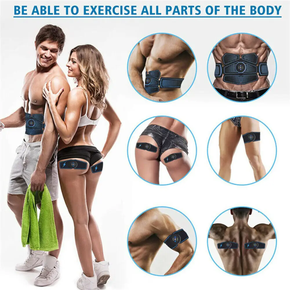 ABS Abdominal Muscle Trainer EMS Stimulator Toning Belt Smart Fit Training Set