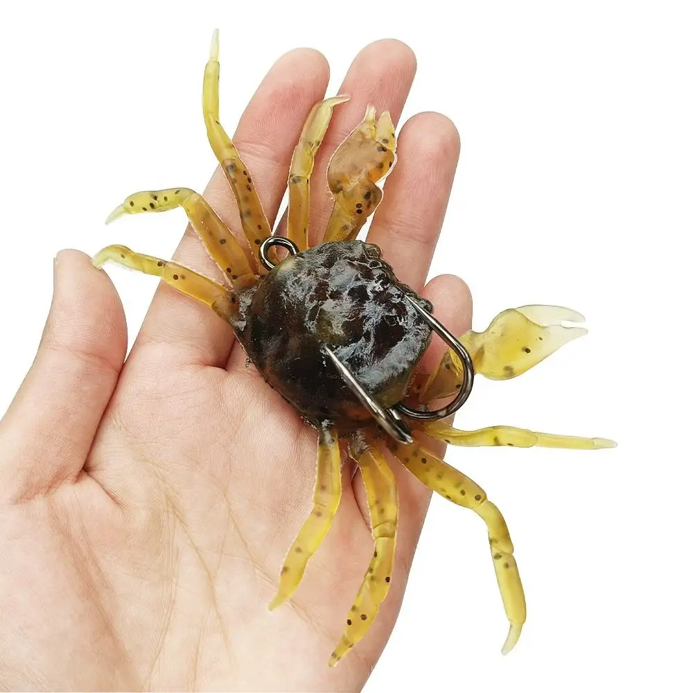 Factory price OEM 10mm 33g Silicone soft fishing lure artificial crab bait with hook soft crab