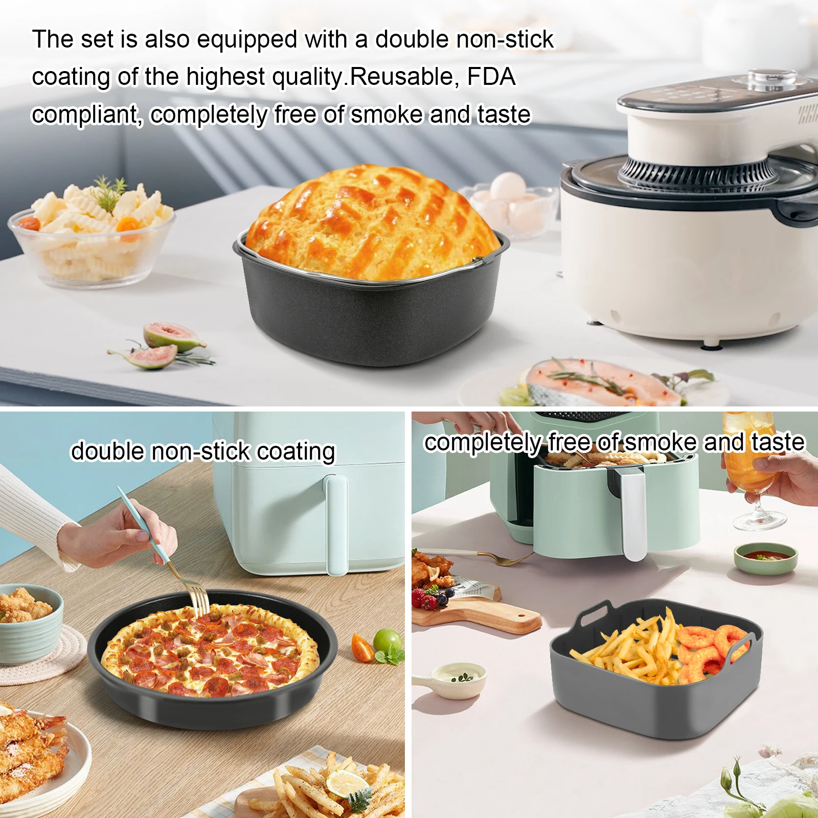 Square Air Fryer Accessories  8 Inch XL Deep Fryer Accessories  Fit 3.6QT-6.8QT Square Air Fryer Accessories
