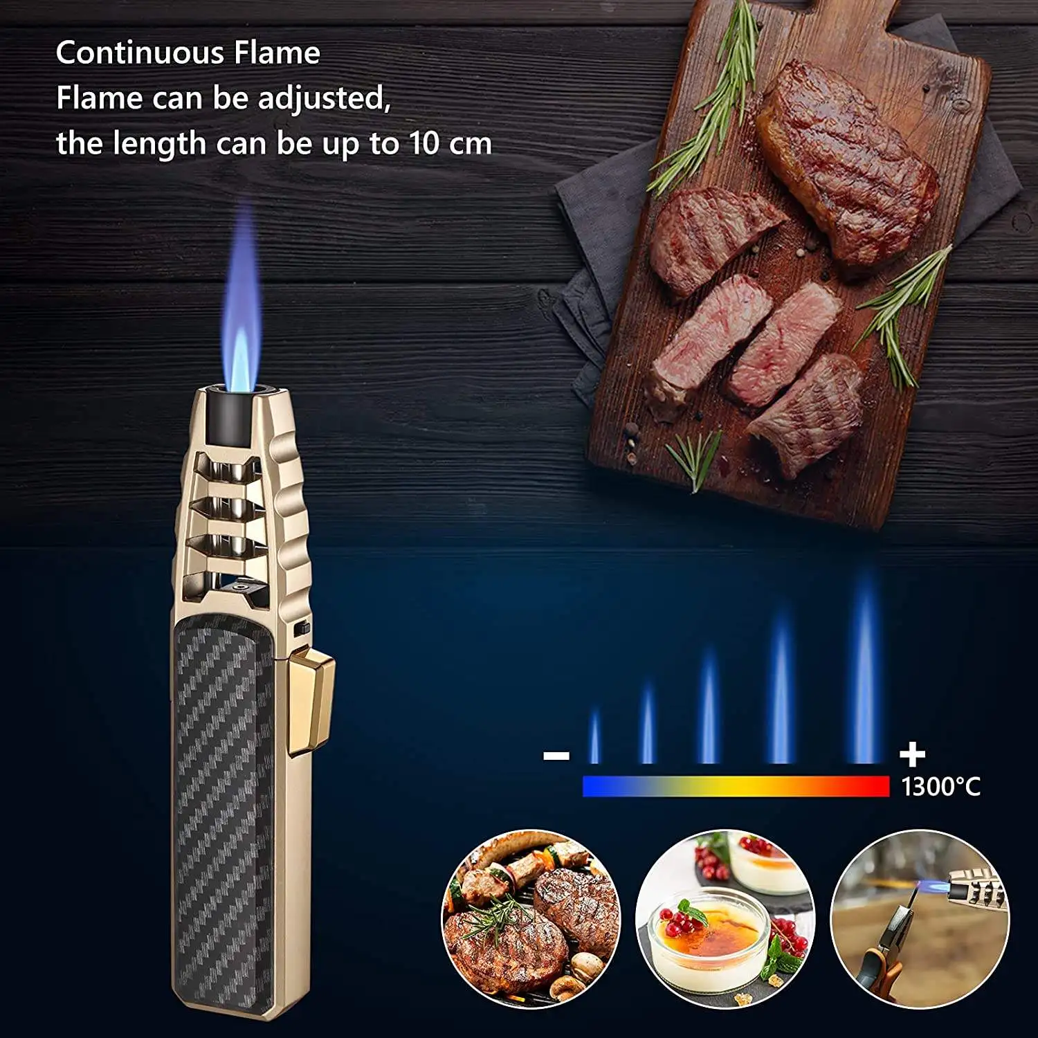 Refillable Kitchen Cooking Lighter Torch Windproof Adjustable Jet Windproof Gas Lighter for Cigar Shipping Forwarder