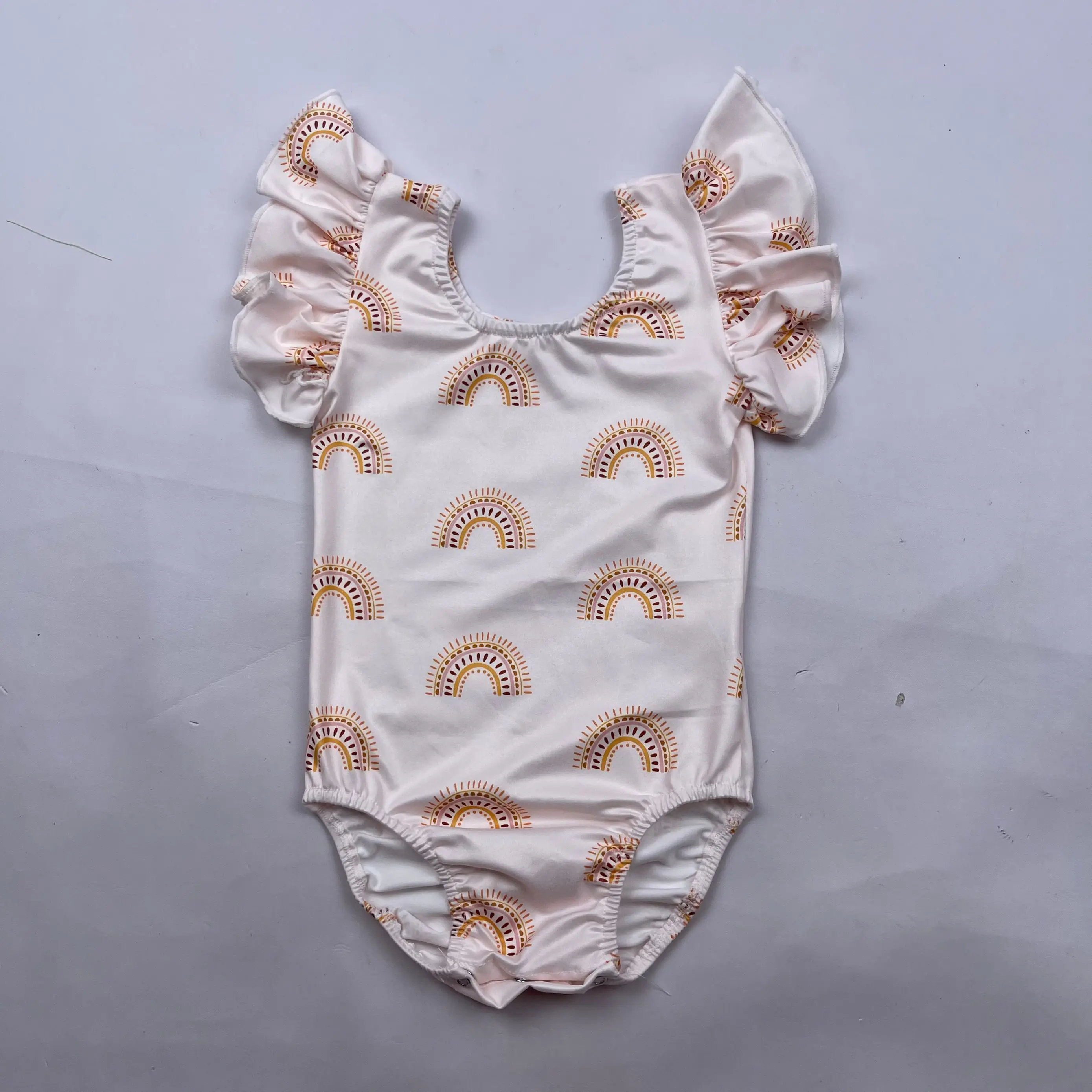 Customization Boutique smile face kids dance leotard flutter sleeves children gymnastics Leotards