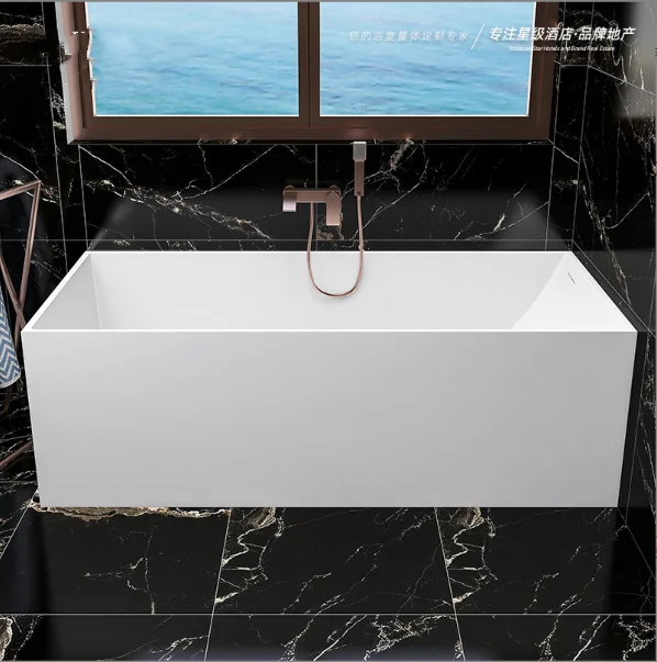 Modern Large Adult Bathroom Tub Solid Surface Bathtub Freestanding Bath Tub