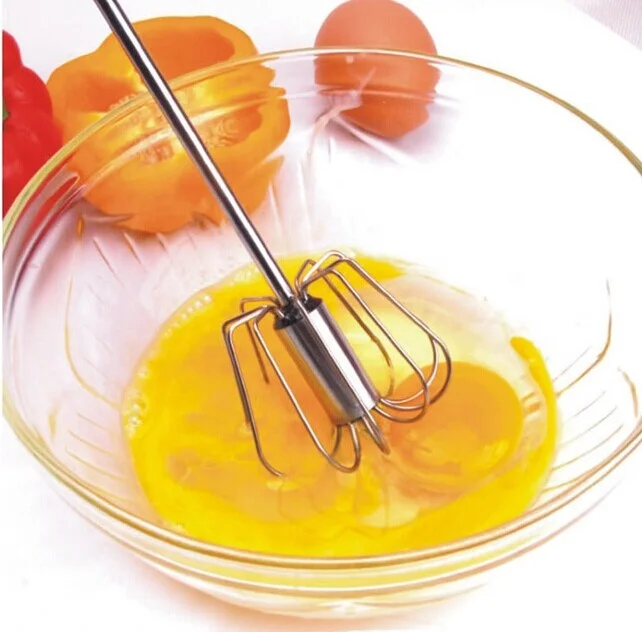 Полуавтоматический Вращательный венчик для яиц взбивщик ручной из нержавеющей стали взбивания