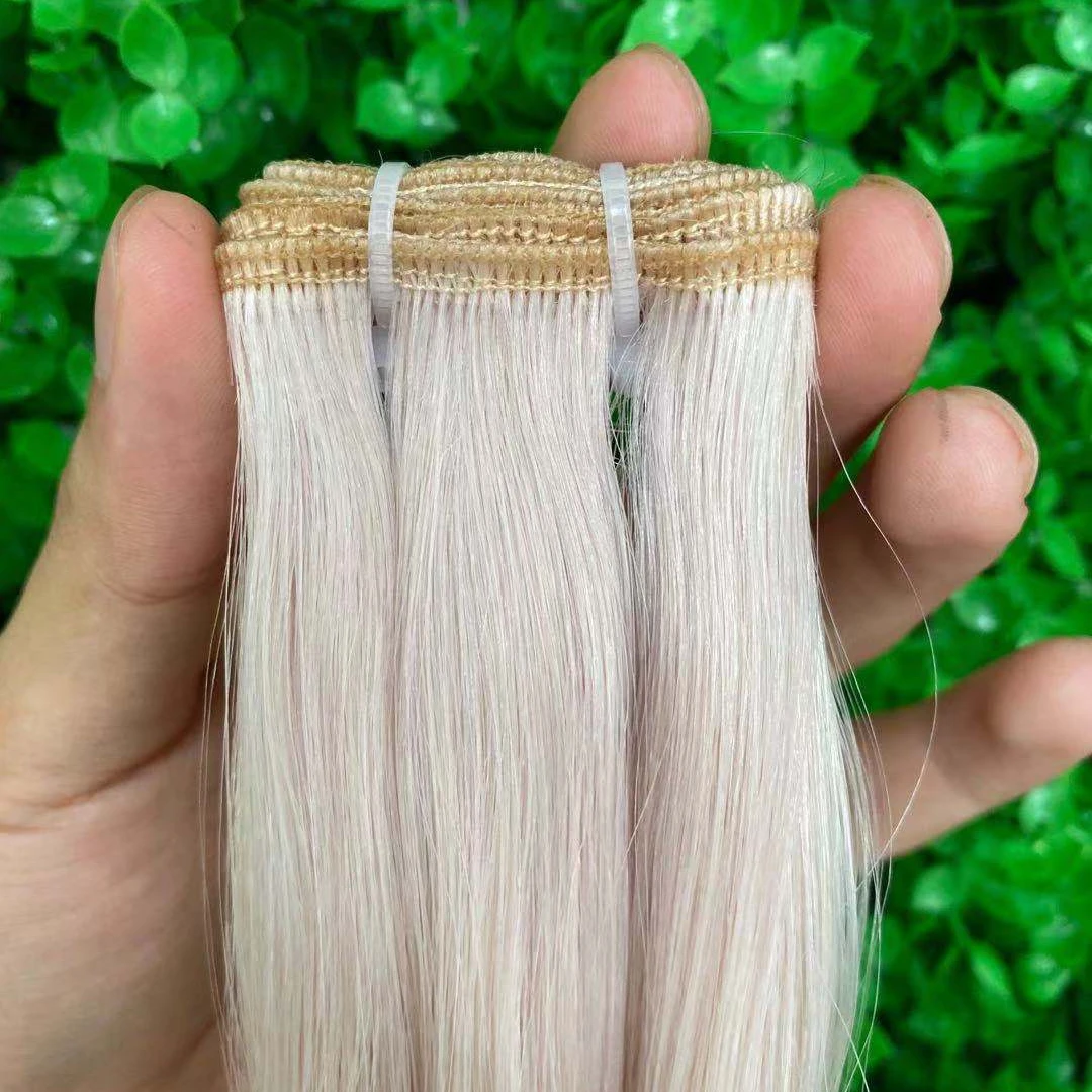 Belle  Hair Cuticle Aligned Super Double Drawn Machine Weft hair extension Silky Straight  bundle