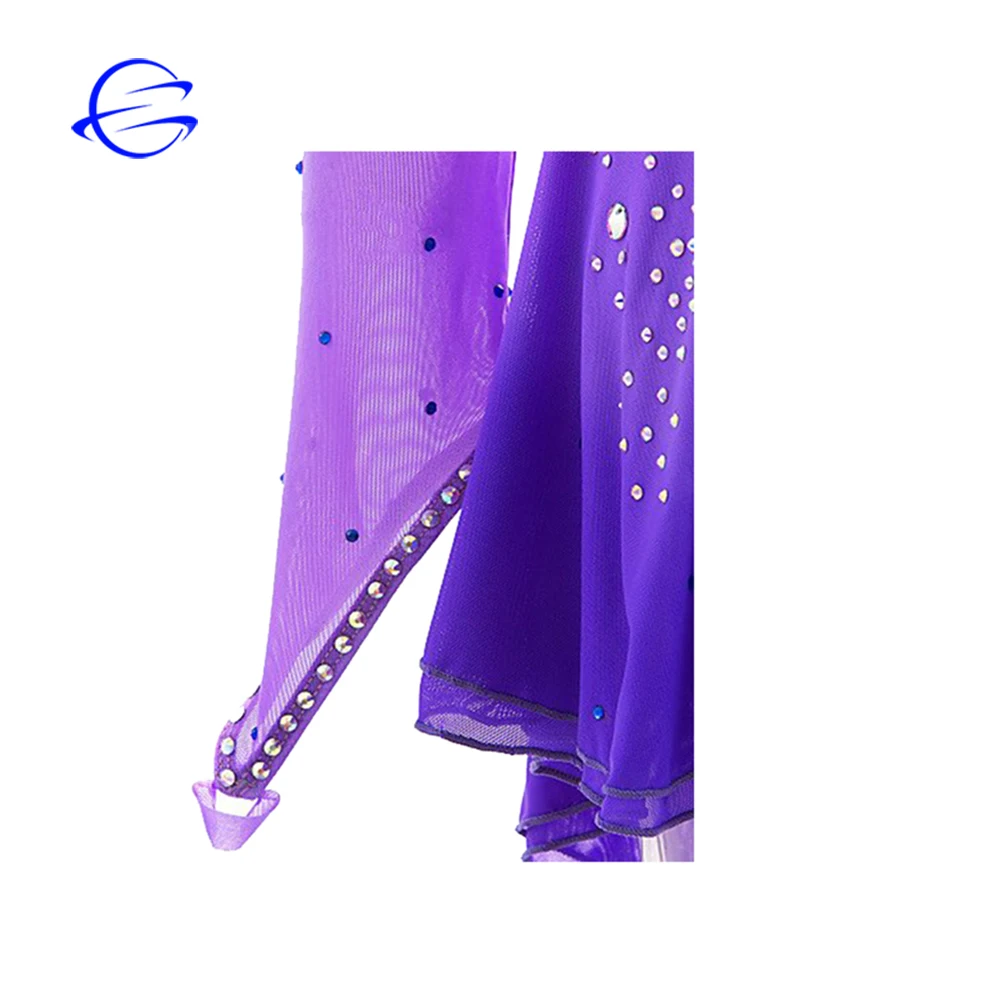 New Fashion Dance Wear Patchwork Ice Skating Dresses Gradient Color Belly Dance Costumes