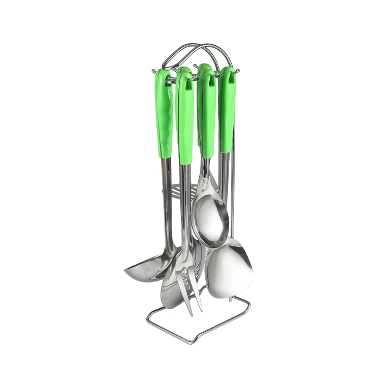 
Stainless Steel Household Kitchenware Solid Color Plastic Handle Material Classic 6-Piece Stainless Steel Kitchenware Set 