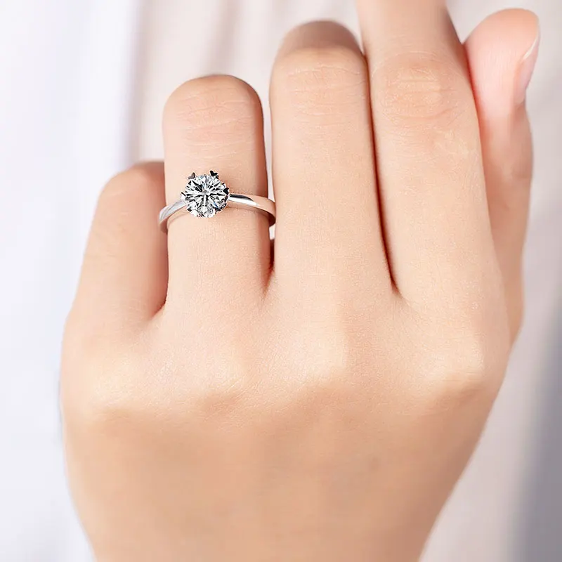 Ice crushed cut CZ Sterling Silver Engagement Ring 6.5mm Jewelry Supplier Plated Gold Holycome Jewelry Factory