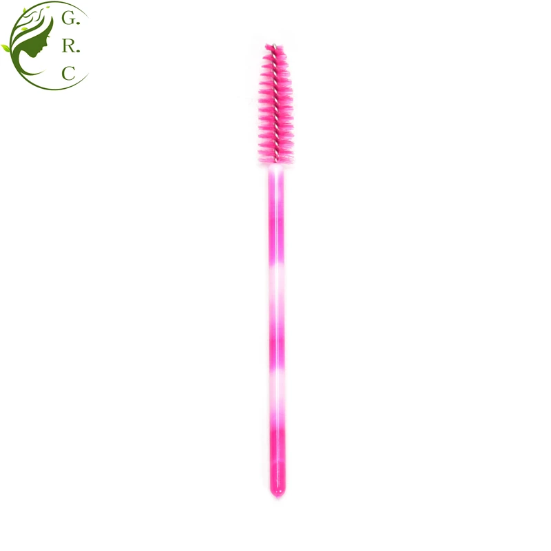 Crystal glitter handle eco friendly retractable lip gloss eyelash brushes mini pink bamboo silicone disposable mascara wand