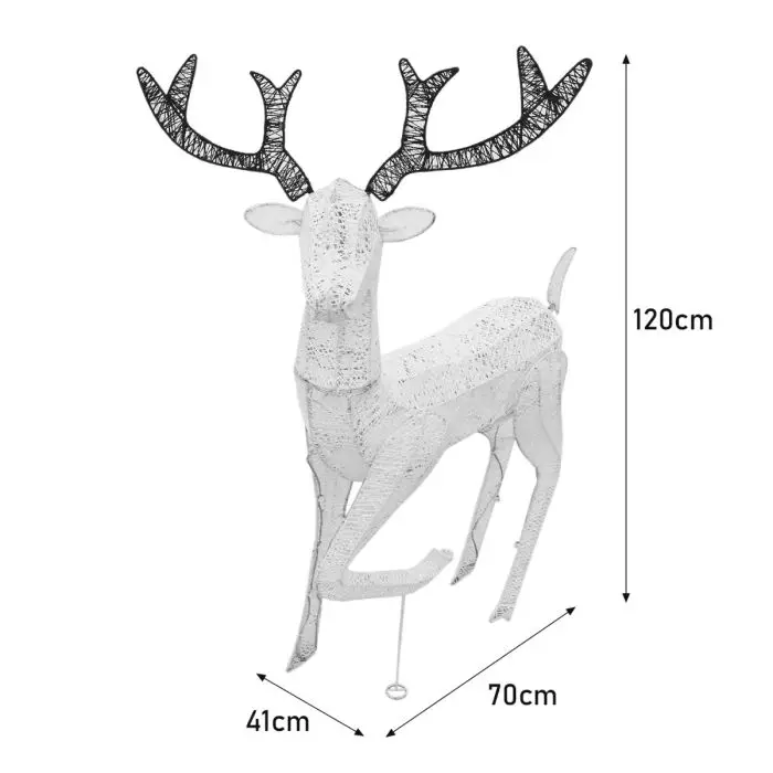110cm Glitter Cotton Thread  Stag and Doe Reindeer White Light up Reindeer Stag Buck With 6 on  Timer EU Timer UK Timer