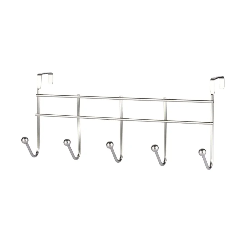 Chrome Plating Clothes Hooks Metal Wire Over The Door 5 Hooks Clothes Hanger