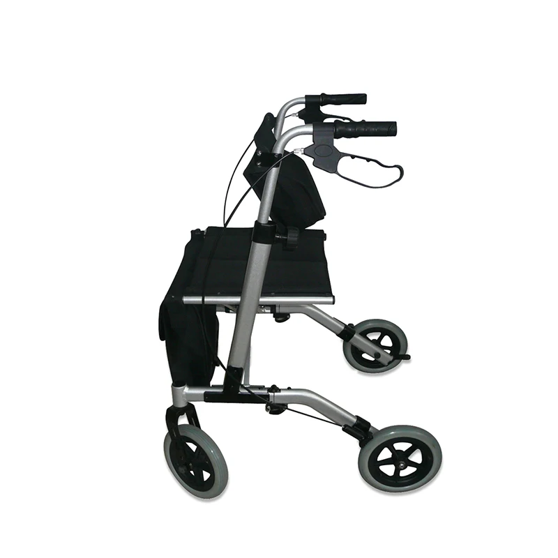 Disabled Elderly 4 Wheel Aluminum Foldable Shopping  Rollator Walker with Seat and Shopping Bag