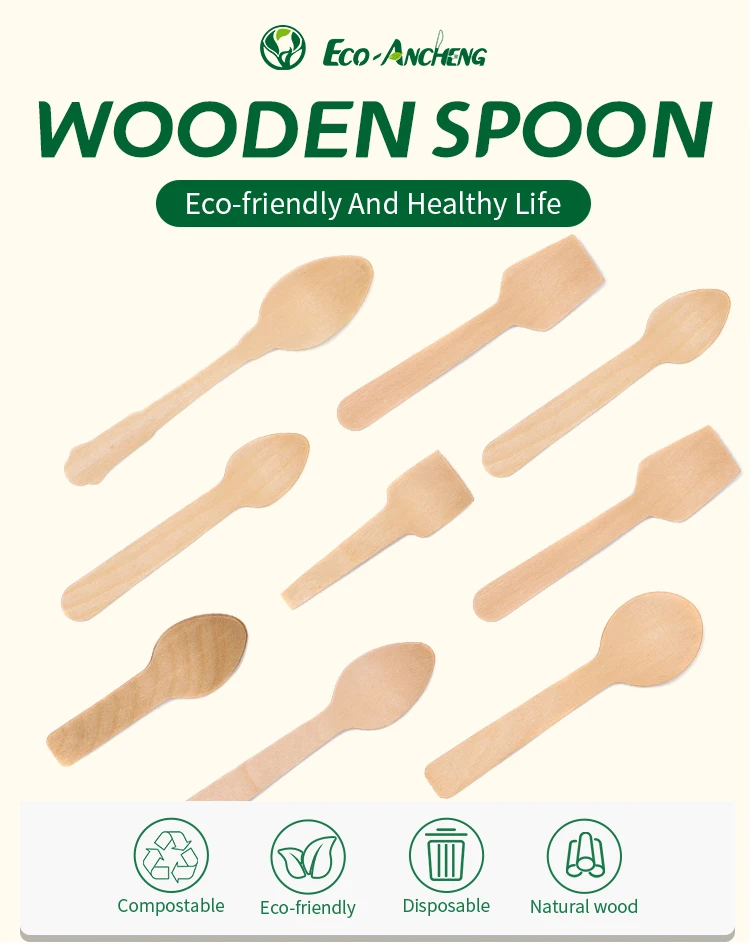 Hot Sale Disposable Eco-Friendly Biodegradable Wooden Soup Spoon Tableware