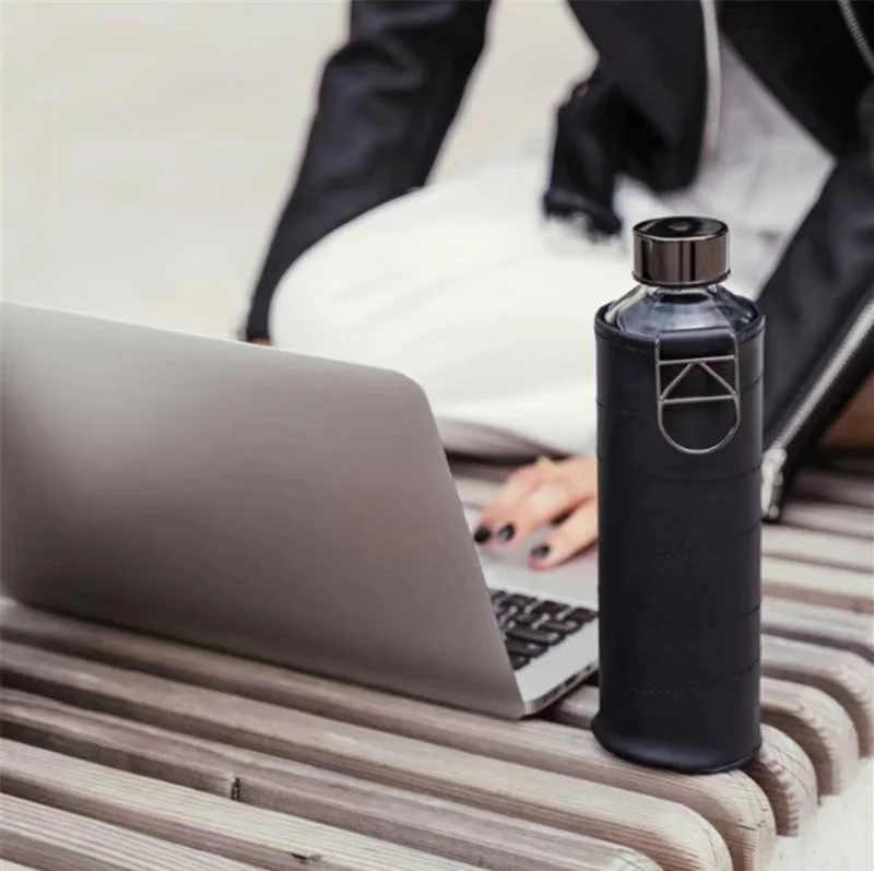 WingShung-Simple PU Leather Glass Cup Thermos Vacuum Flask Insulated Stainless Steel cover Business Gifts  Customized Water cup