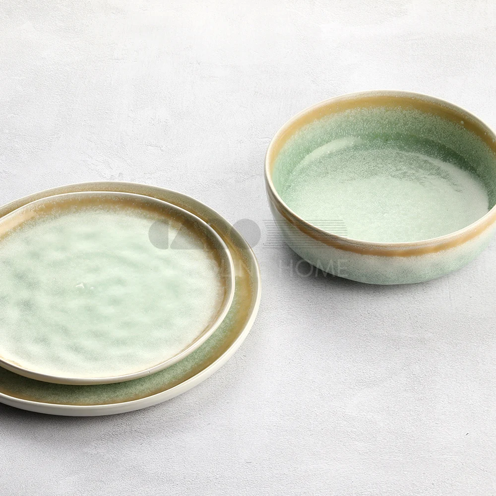 Caroline Design Ceramic Bowl & Plate Set for Dessert Salad Appetizer Small Lunch Microwave Oven Dishwasher Safe