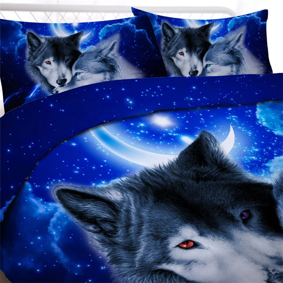 3D Duvet Quilt Cover Set Wolf Animal Print Bedding Set Single Double Twin Full Queen King Size Bed Linen For Children Kid Adults