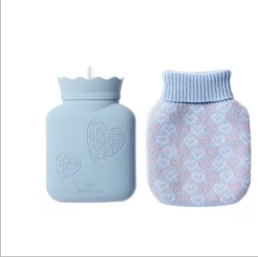 
Eco Microwave Heating Bottle Environmental Silicone Transparent Hot Water Bag with Knit Cover. small. 