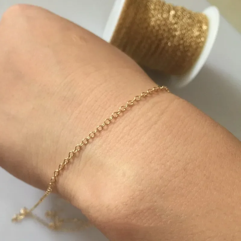Best Selling 1.7mm permanent jewelry oval cable chain for making bracelet necklace 14k gold filled chain bulk