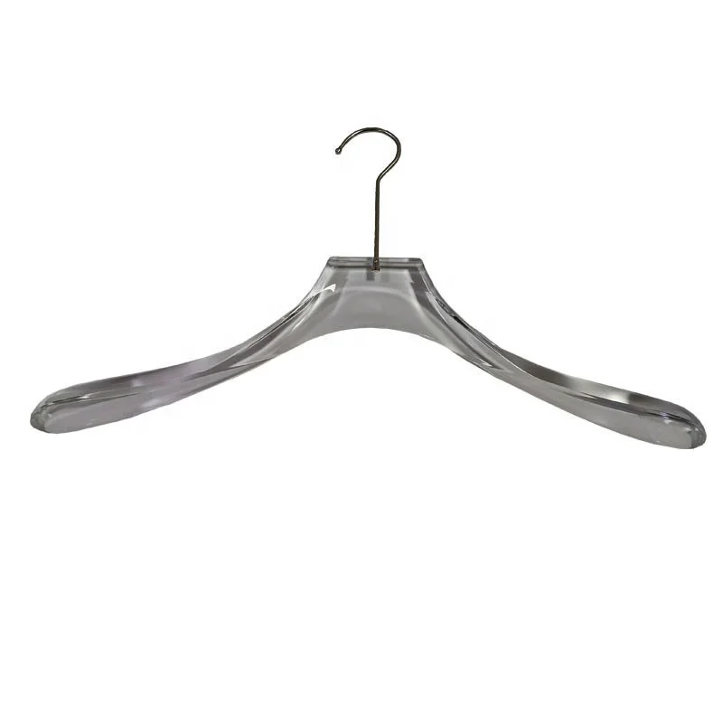 10 Pack Acrylic Clear Hangers, Acrylic Crystal Clothes Hangers Clothing Standard Hangers with Gold Swivel Hook