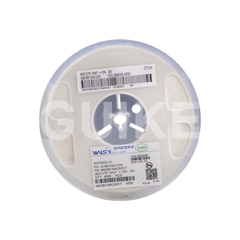 0603 X7R 150nF +- 10% 104K 16V 25V 50V X7R mlcc ceramic cooled generator super power bank battery management system capacitor