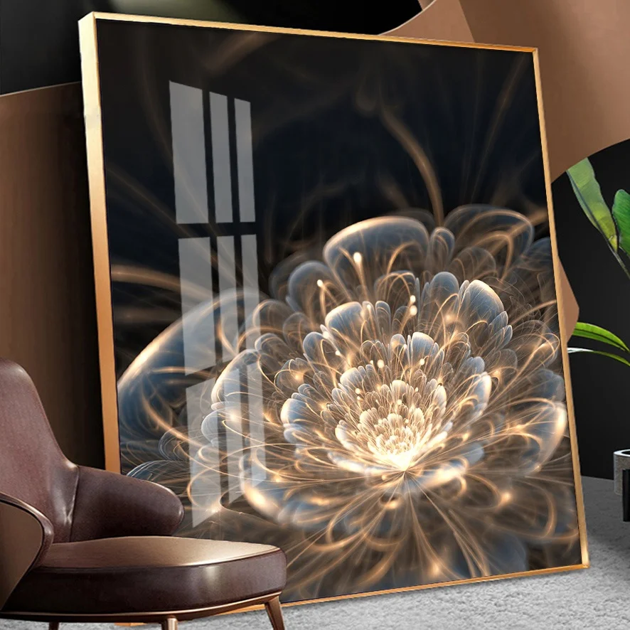 modern wall art Acrylic UV Print Home Decoration Flower Metal Framed crystal porcelain paintings
