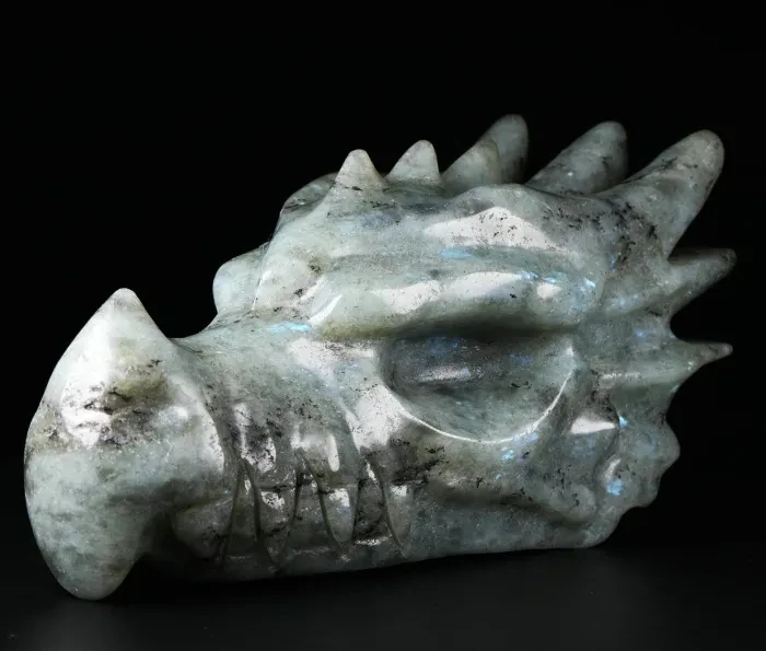 Factory price Hand Carved Crystal Carving labradorite Dragon Heads Crystal Skulls healing stones