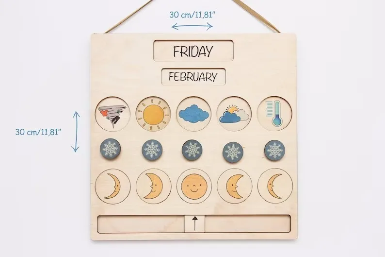 Weather calendar calendar daily chart Montessori Waldorf homeschooling materials sensory toys home learning kids wall calendar