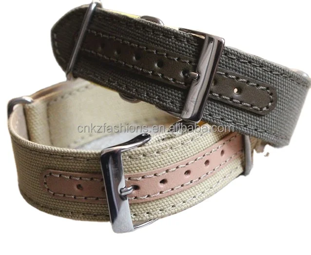 High quality stylish army green and khaki canvas watch strap 20/22/24mm