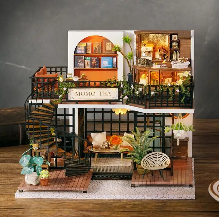 Kids doll house The newest handmade diy cabin house makes architectural models and assembles girl toy Forest doll houses