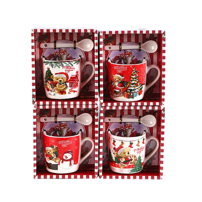 Russia New Design Christmas present Custom Logo Printed Sublimation Coffee Porcelain Santa Claus Ceramic Christmas Mug