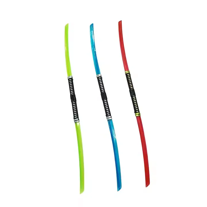 Classic Led Samurai Sword Wand with Sound Plastic Double Headed Demon Slayer Ninja Kids Toy Light Up katana Sword for Parties