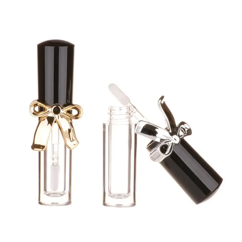 Free sample 2ML empty bowknot unique plastic liquid lipstick lip gloss tube packaging bottle with wand