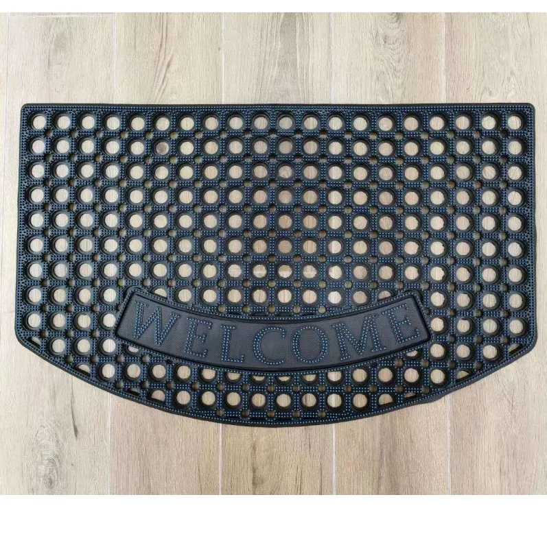 Non Slip Welcome rubber Door Mats Indoor Outdoor carpet Durable Washable Shoe Rugs Wet Area Door Mat with holes