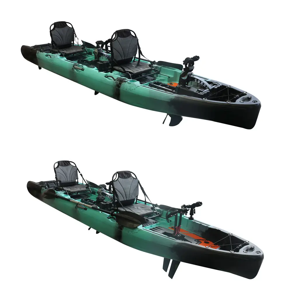 Vicking New Arrival 14FT 2-Person Pedal Kayak 4.2m Length Electric Motor Fishing Kayak HDPE Hull Material Plastic Water Sports