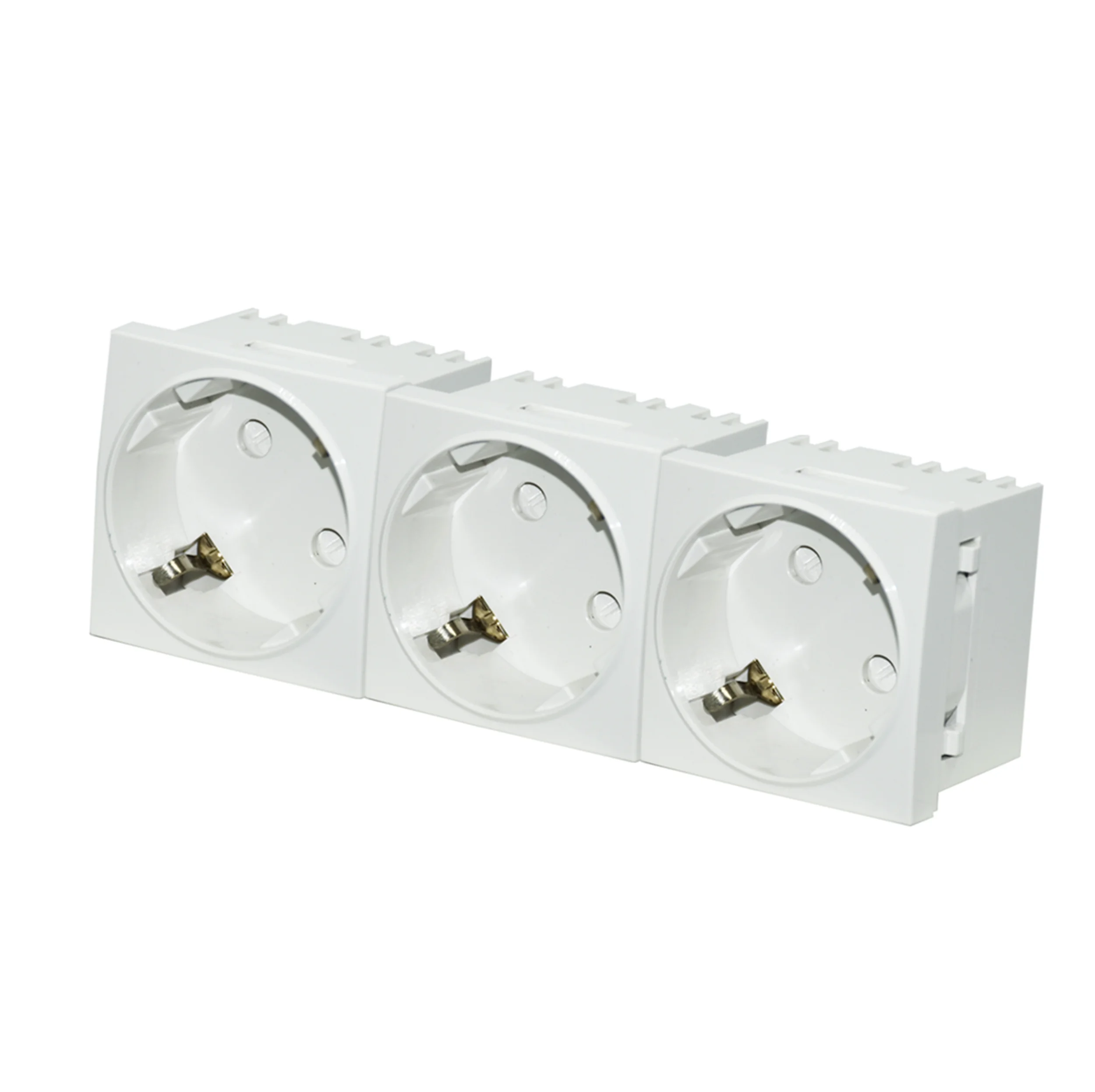 EU Standard German Schuko Socket 4 ports 16 A 250 V Series wall power outlet tamper resistant 45*45mm PC white