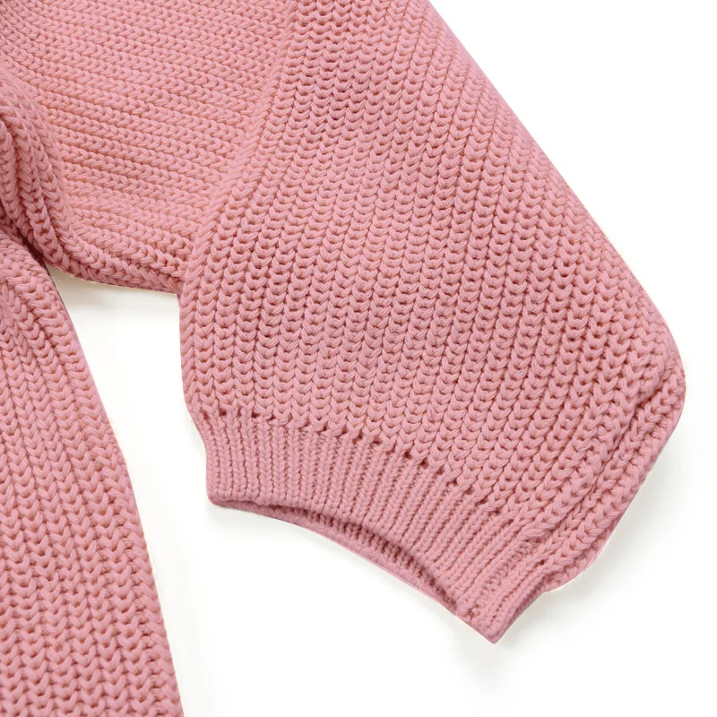 Custom Wholesale Winter Toddler Kids Clothes Baby Pullovers Solid Sweaters Knitwear Boys Girls Baby Knitted Sweaters