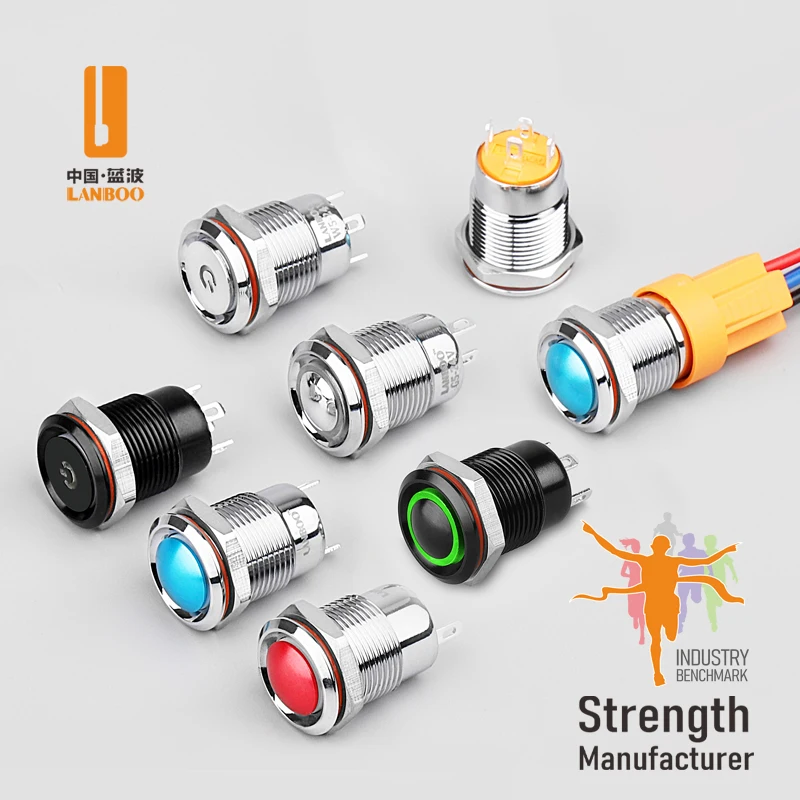  Мини фиксация LB12B мгновенный 4-контактный одноцветный светодиодный светящийся водонепроницаемый кнопочный