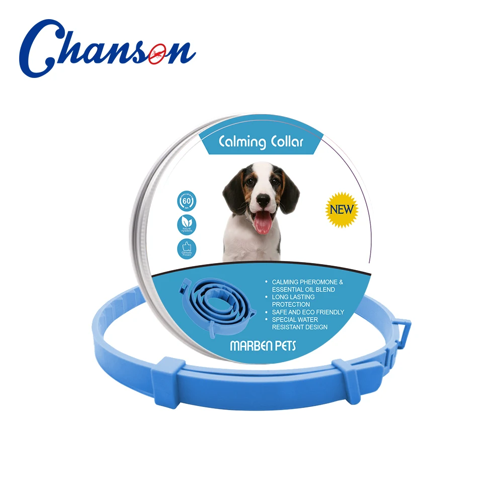 Blue color plant essential oil pet calming collar for dog and cat