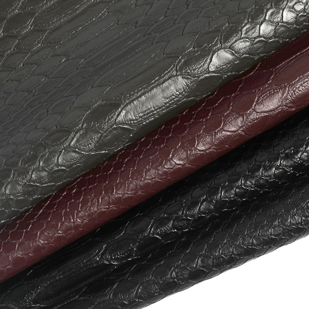 High-quality Fastening mens jackets pu fabric 100%PU  Artificial Leather snake skin pu leather product