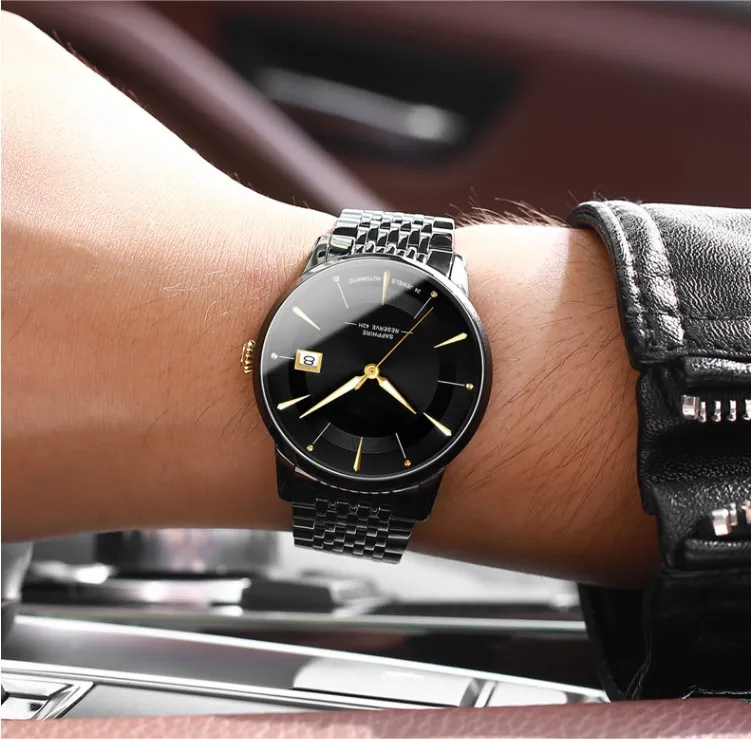 Top Quality Waterproof 904l Stainless Steel Wristwatch No Tick MGMASERATO Automatic Mechanical mens watch in wristwatches luxury