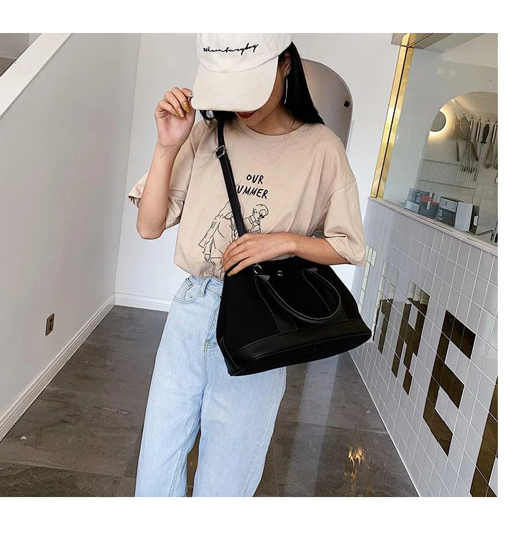 custom ladies fashion zipper leather canvas handbag tote bag vintage bag  for women heavy duty canvas tote bags