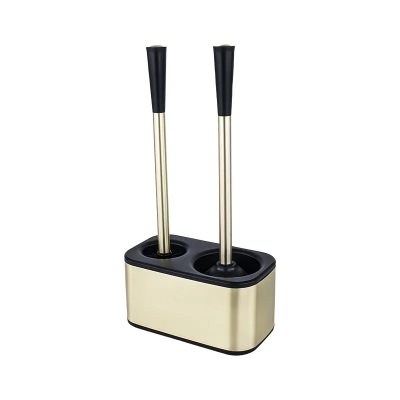 Stainless Steel Silicone Toilet Brush and Holder Toilet Plunger 2 In 1 Detachable Gold Cleaning Toilet Brush For Bathroom