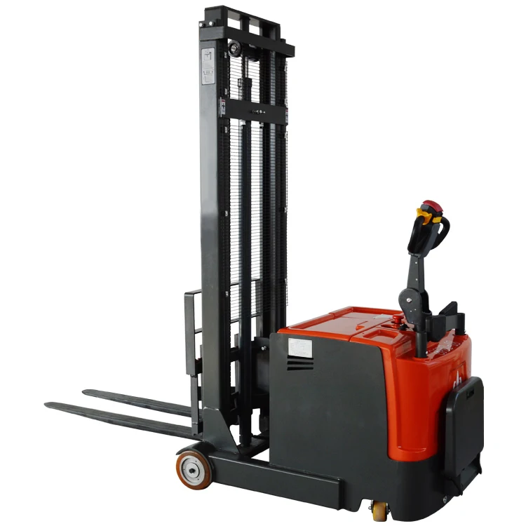 1 Ton Small Automatic Pallet Stacker Food Shop Electric Forklift with dual mast