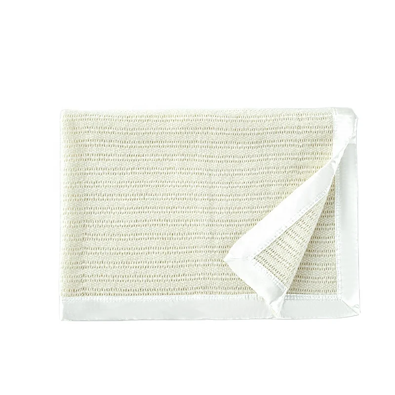 Супер мягкий чистый натуральный дышащий легкий вес 100% мериносовая шерсть плетеное детское одеяло с атласным переплетом 4 Сторон