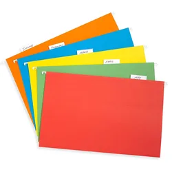 Three color Stone 25 clear 1/5-cut tabs Legal Size Assorted Five Color Hanging Folders