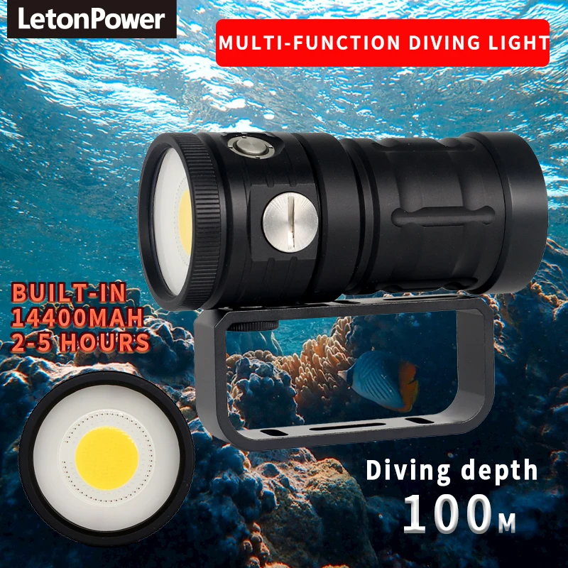 10000 Lumen Diving Light Type-C rechargeable diving flashlight Suitable for underwater diving adventures