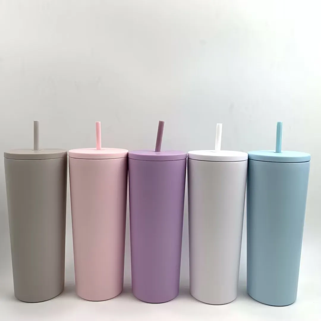 New launched stainless steel tumbler with straw thick double wall multi capacity cold keeping travel camping coffee mugs